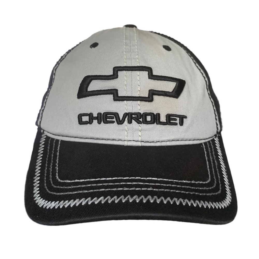 GM Chevy Chevrolet Bowtie Embroidered Trucks Black & Grey Hat Cap